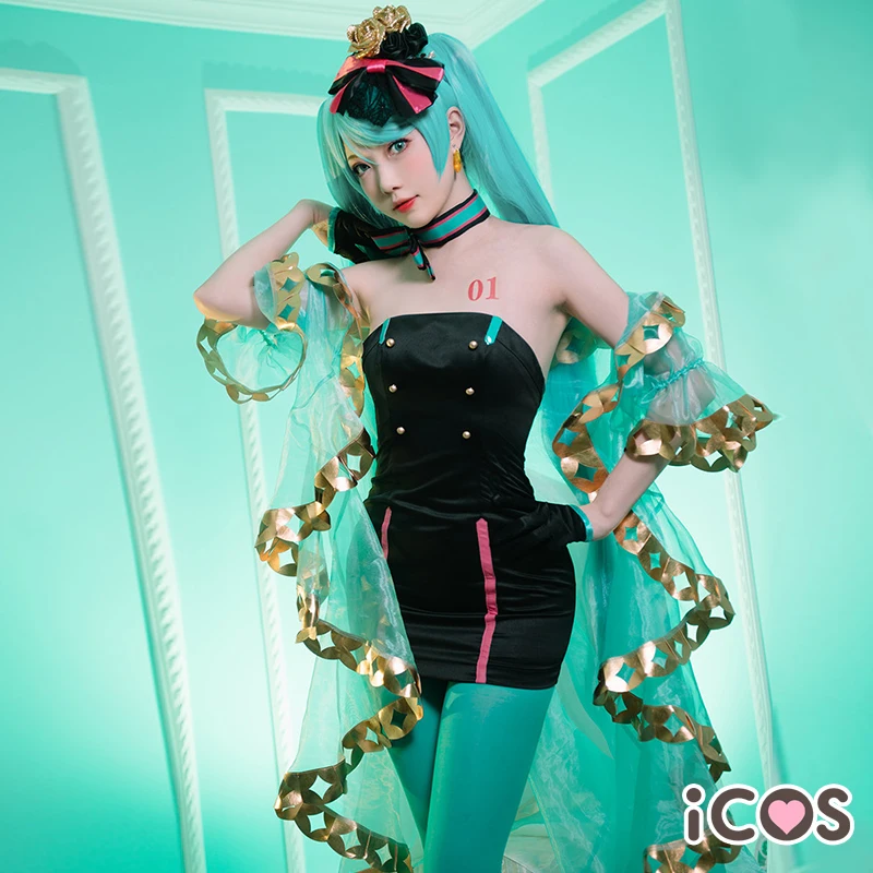 Карнавальный костюм VOCALOID Hatsune Miku на 12-летие, день рождения, волшебное будущее, платье+ головной убор+ носки+ перчатки+ накидка, размеры s, m, l