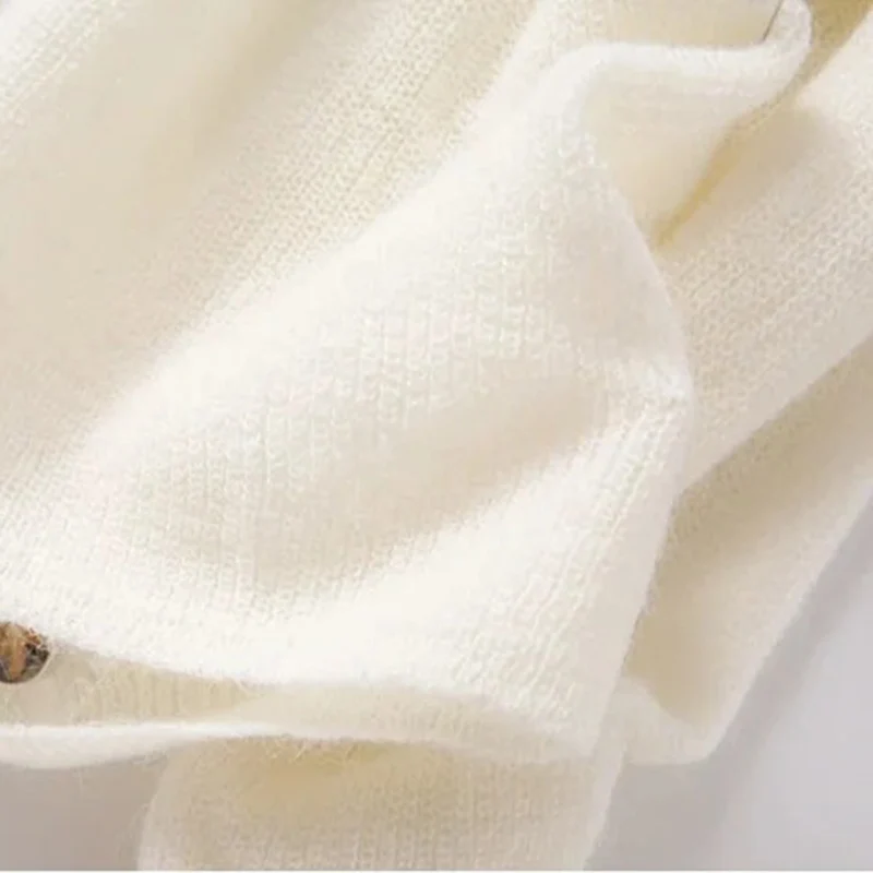 Ribbed Knit Pullover Women Elegant Autumn Mohair V