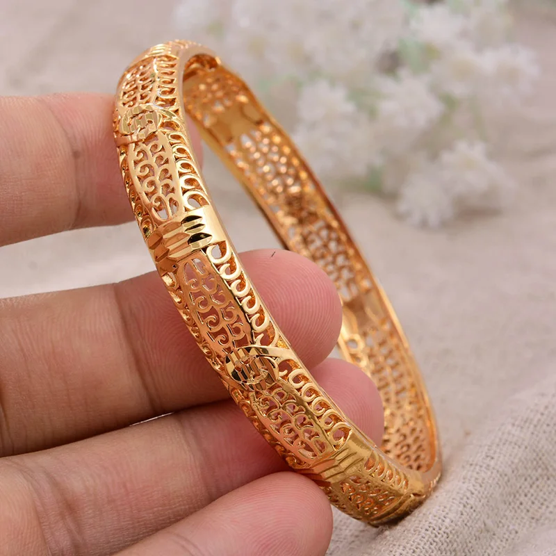 1Pcs/lot Dubai Arab Gold Color Bracelet&ampBangles for Women Girl Islam Muslim Middle Eastern Wedding Copper Jewelry Bangle | Украшения и