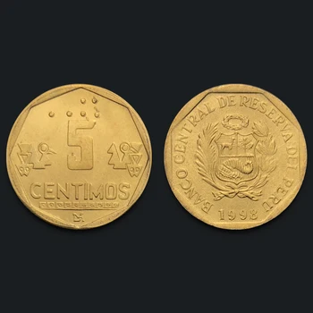 

Peru 5 Cent 1998 100% Real Original Collection Coins Unc Genuine Coin