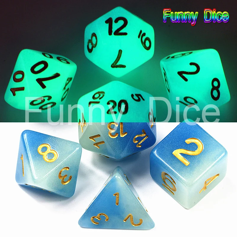 2 Цвет микс светится в темноте игральная кость 7 шт./компл. D4 D6 D8 D10 % D12 D20 для DnD