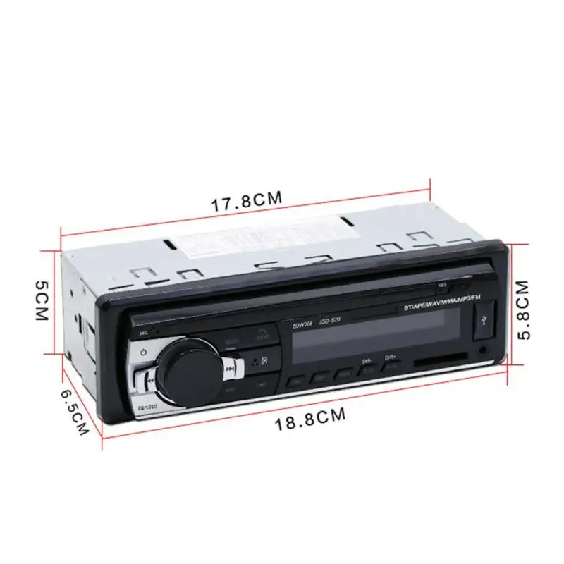 ALLOYSEED JSD-520C-B 1Din автомобильный радиоприемник 12 в цифровой Bluetooth Авторадио Стерео FM AUX вход USB аудио музыкальный автомобильный mp3-плеер