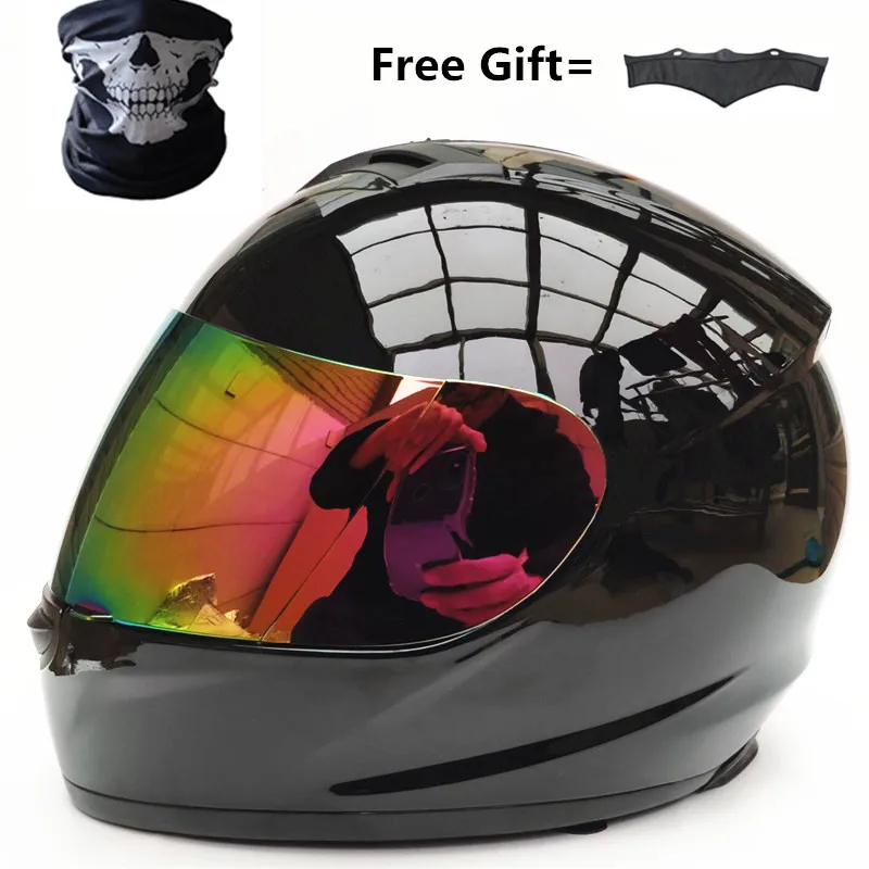 Полнолицевой мотоциклетный уличный велосипедный шлем со съемным зимним шейным шарфом DOT(M, матовый черный) XXXL 65 см - Цвет: Gloss-color