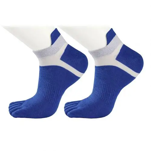 Лидер продаж, мужские высококачественные зимние осенние носки с пятью пальцами из чистого мягкого хлопка теплые удобные мужские носки дышащие носки для мальчиков - Цвет: Синий