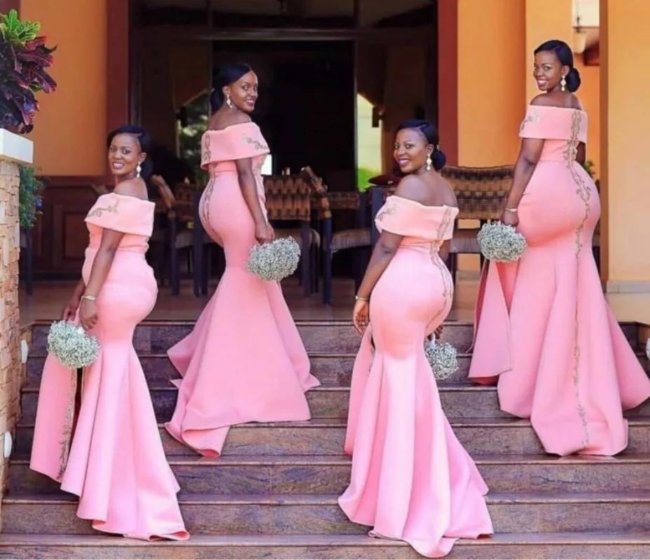 Robe de demoiselle d'honneur rose, sirène D11 donne l'appareil photo d'argent, fête de mariage initiée par les jeunes