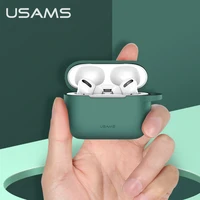 USAMS Earphone Case for Airpods 3 2 1 Pro Earphone Cover High Quality Soft Silicone Plain Protect Anti-fall Cases With Hook