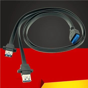 

H1111Z Connector USB 3.0 Panel Mount Dual Port USB 3.0 Female Screw Panel Mount to Motherboard 20Pin Header Flat Cable Cord NEW