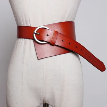 

[EWQ] 2020 Spring Summer New Pattern Special Cowhide Patchwork PU Irregular Wide Waist Seal Belt Belt Women Fashion AE439016
