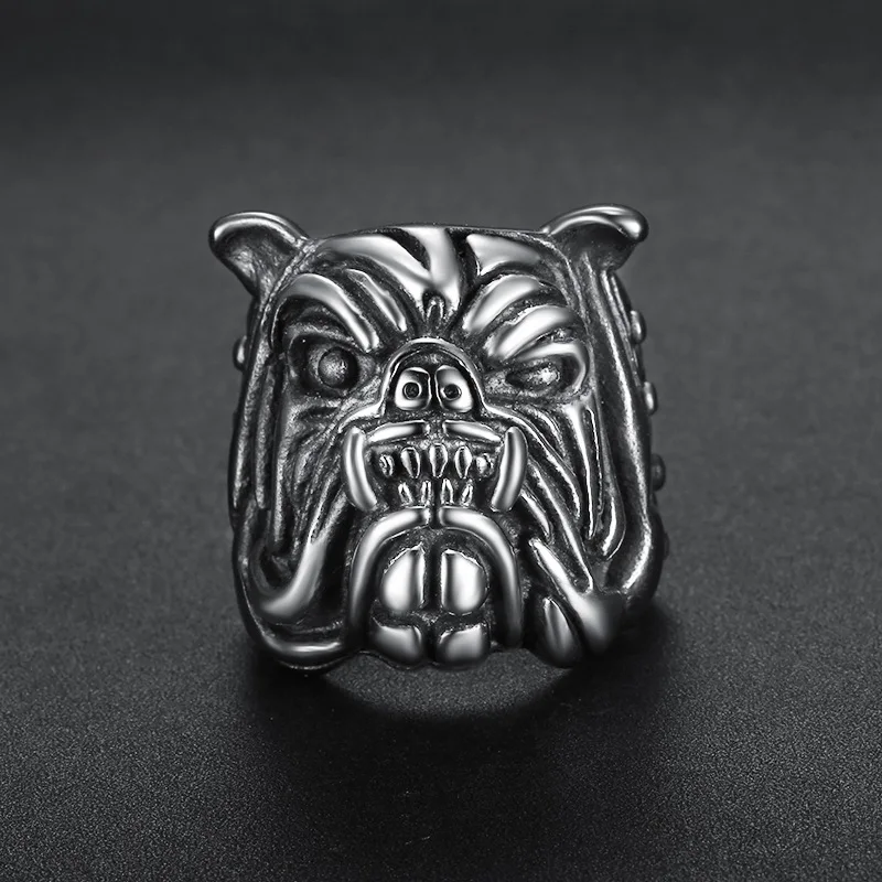 

Megin D Hot Sale Vintage American Bully Dog Stainless Steel Rings for Men Women Couple Friend Fashion Design Gift Jewelry