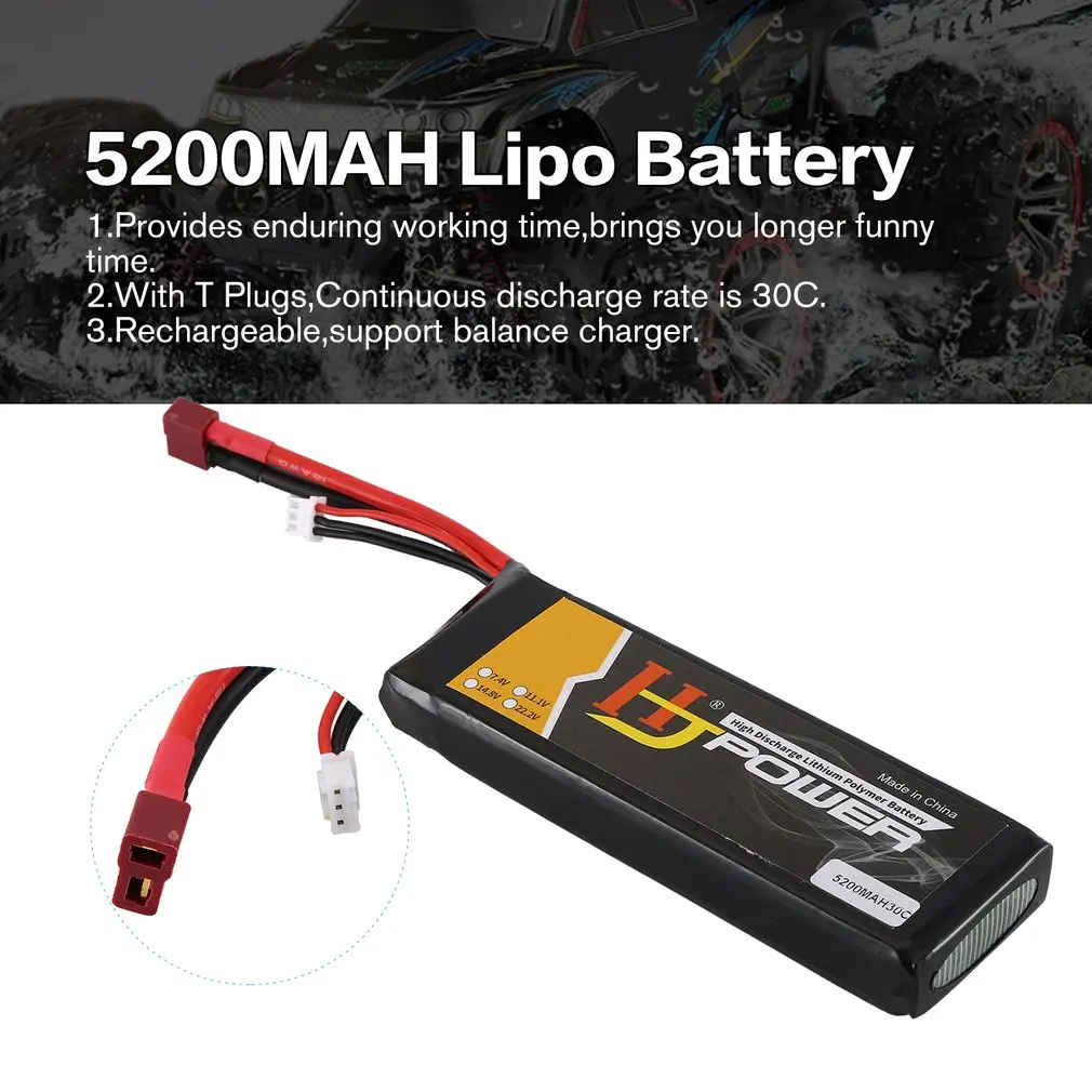 5200MAH 7,6 V 30C T plug Lipo батарея для 1:10 RC гоночный Дрифтинг автомобиль Лодка запасные части заменить перезаряжаемые батареи