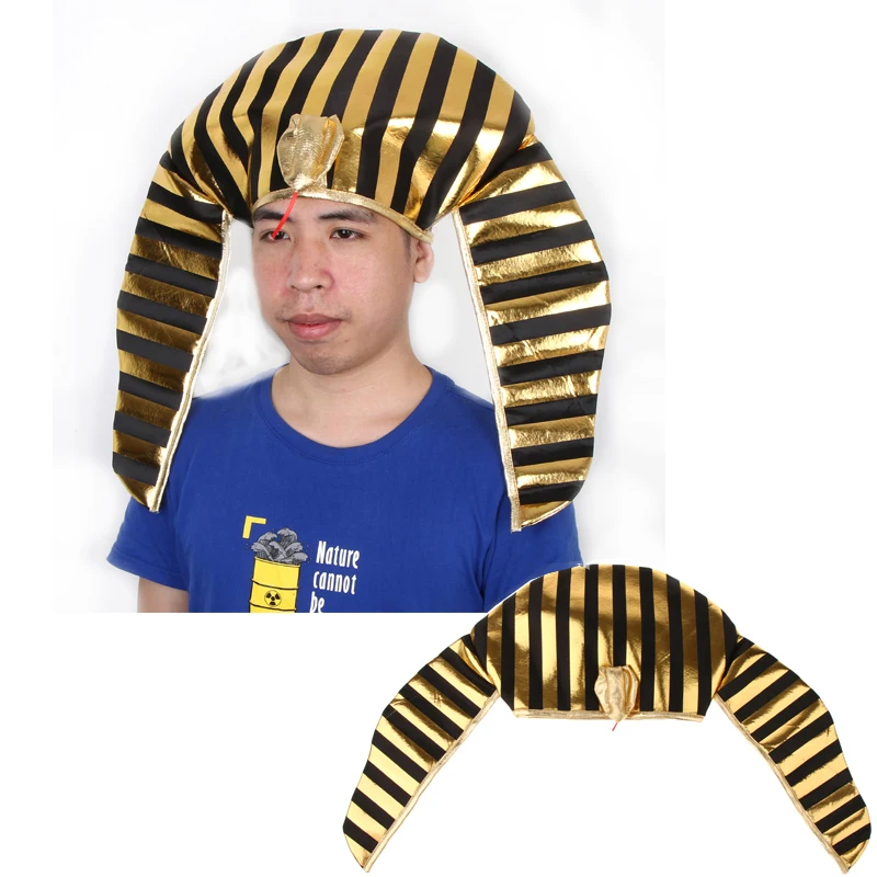 Новинка золотистая черная египетская шляпа Фараона король искусственное платье