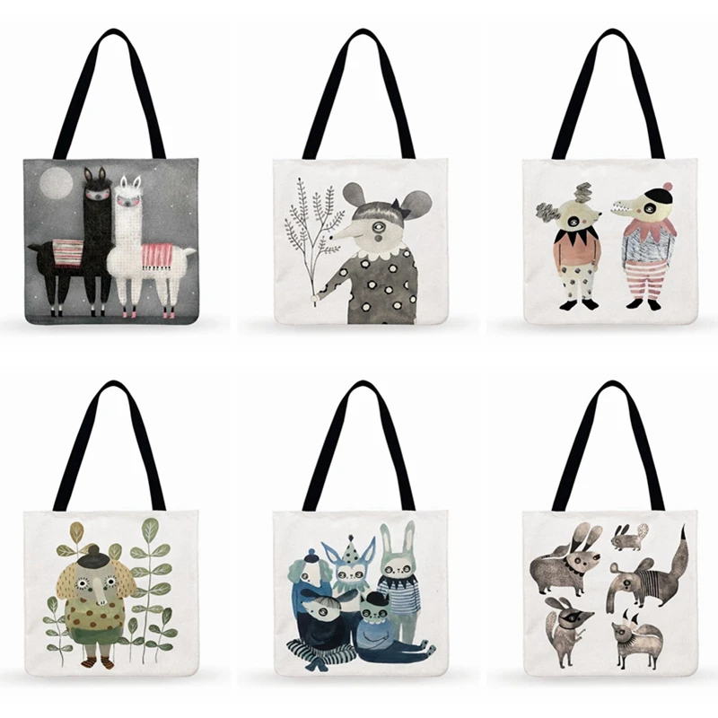 

Adorable British Art Illustration Print Tote Bag Women Casual Tote Ladies Shoulder Bag Foldable Shopping Bag Outdoor Beach Bags