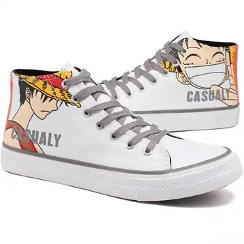 

Mens Canvas High Top Sneakers One Piece Luffy Shoe Outdoor Walking Women Anime Sneakers Breathable Trainer Running Tennis Shoes
