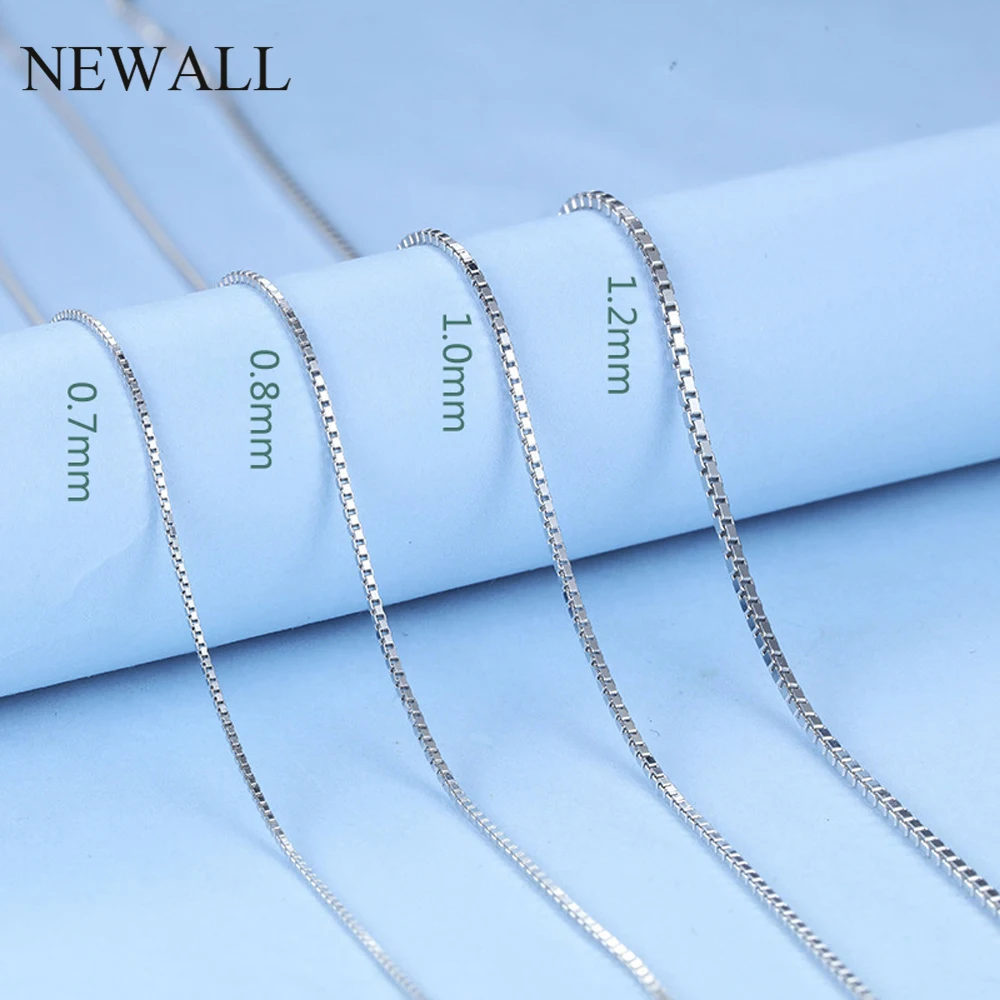 

Newall 1.2mm 1.5mm Stainless Steel Silver Box Chain Necklace 47CM+4cm extend chain Customizes Men Women's Jewelry wholesale