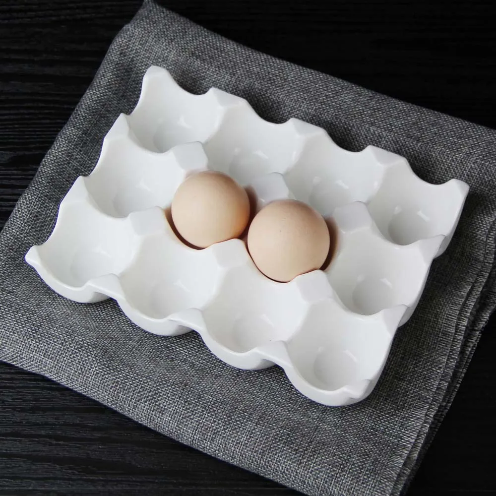 Creativeceramic6grid12grideggtrayHouseholdkitchenrefrigeratorfresheggstorageboxbakingtablewarebakingeggtray
