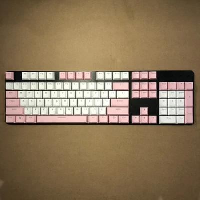 Оригинальная высота половинной высоты PBT колпачки для ключей механическая клавиатура 104 клавиш розовый белый вишня короткий ключ Двухцветные прозрачные колпачки для ключей - Цвет: pink white