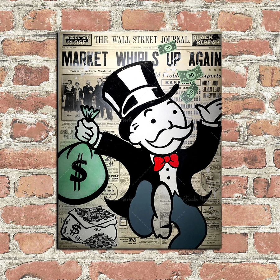 

HD Print Alec Monopoly Oil Painting Home Decor Wall Art on Canvas Take the Money and Run Canvas Printings Canvas Painting