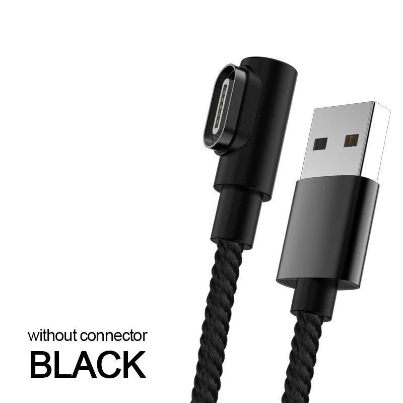 Магнитный кабель PUJIMAX для быстрой зарядки на 90 градусов, кабель usb c type-c, шнур для передачи данных, зарядное устройство usb-c для samsung S8 Note 9 8 Xiaomi mi8 mi6 - Цвет: Black Cable no Plug