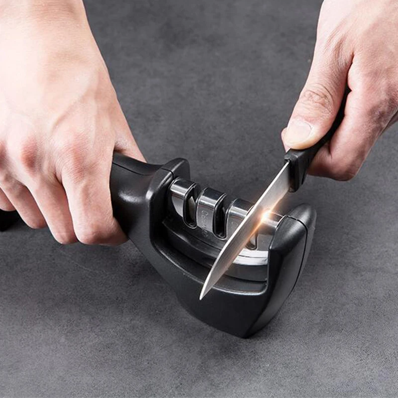 

Smart Sharp Kitchen Knife Sharpener 3 Stages Professional Kitchen Sharpening Stone Grinder Ceramic Sharpener Tool D005