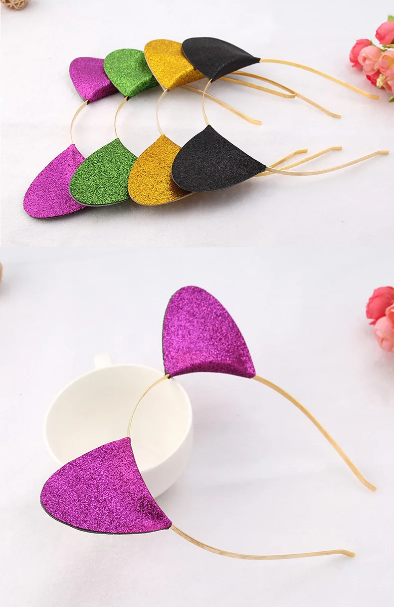 New Style Korean-style Shimmering Powder Sequin Headband Cute Cat Ears Headband Sell Meng Hair Accessories Women's Headdress Cus