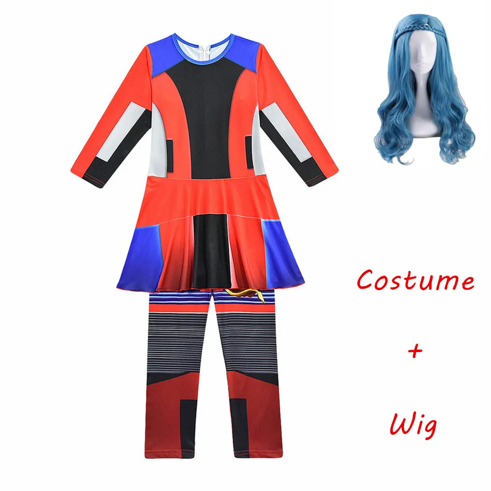 860 and wig Красные костюмы Evie для девочек, костюмы на Хэллоуин для детей, нарядный костюм для вечеринки, Одри Марди Гра, потомки 3, платье для косплея evie - Цвет: 860 and wig