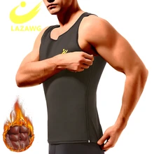 LAZAWG Slimming Sauna Shirt Men Waist Trainer Vest Sweat Fitness Tank Top Body Shaper Zipper Tops Weight Loss Workout Shapewear