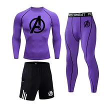Мужское термобелье базовый слой спортивный костюм теплые мужские зимние спортивные костюмы компрессионная спортивная одежда Marvel League of Legends