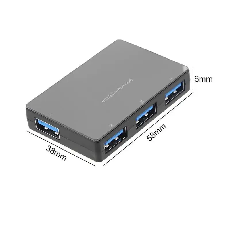 USB 3,0 концентратор 4 порта 5 Гбит/с Супер Скоростной пластиковый USB hub-разветвитель для портативных ПК