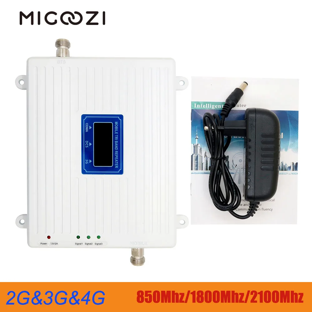 

Migoozi 2g 3g 4g Tri Band Signal Repeater 850Mhz 1800Mhz 2100Mhz Mobile Phone LTE Cellular Booster Amplifier CDMA WCDMA DCS