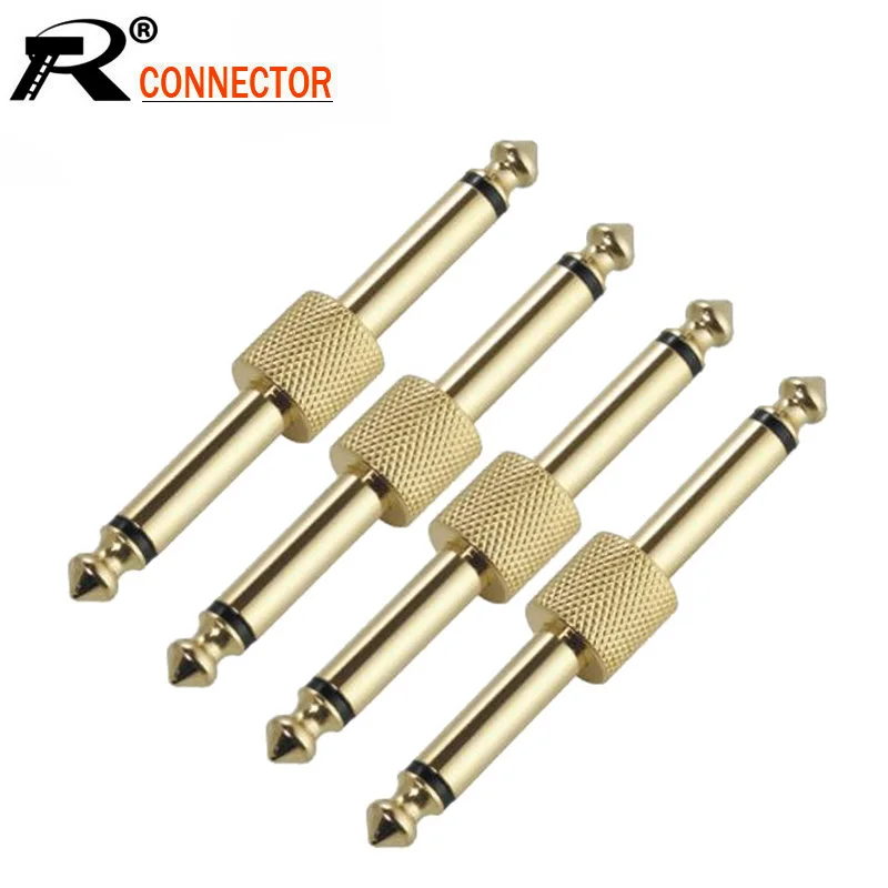 100pcs Guitar Effect Pedals Connector 6.35mm Mono Adapter Straight Type