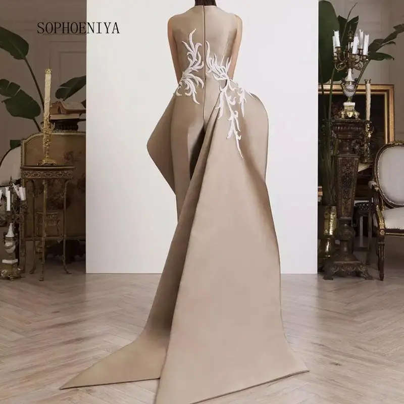 Robe de soiree торжественное платье атласное avondjurk вечернее платье с кружевной аппликацией платья элегантные длинные