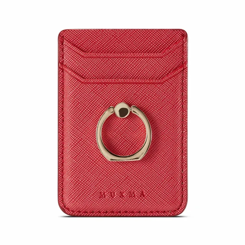 Red Universal Cellphone Wallet Card Holder Mobile Phone Wallet Credit ID Card Holder Adhesive Pocket Sticker Case Rose Gold /Black - Цвет: Red
