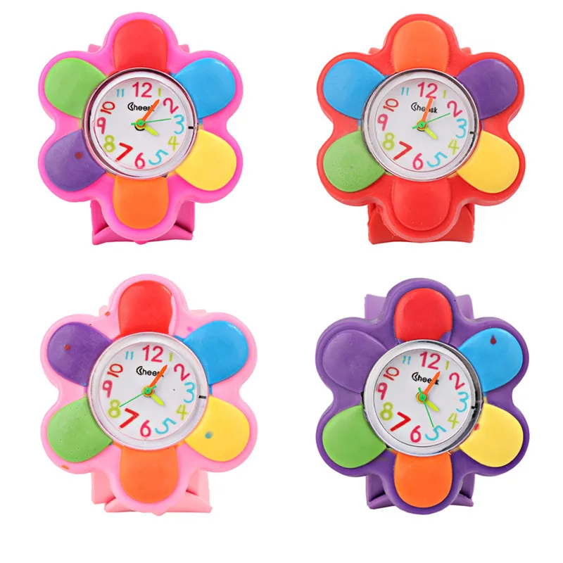 

New Hot Flower Cartoon Children's Watch Flowers Silicone Kids Sports Puzzle Toys Electronic Pat Circles Ringpipe Wrist Watches