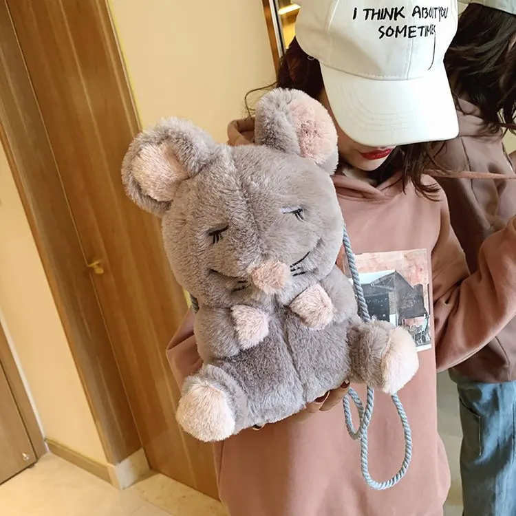 

2020 New Year Spring Rat Anniversary Women's Children Parent And Child-Plush Cartoon Doll Shoulder Mobile Phone Bag WOMEN'S Bag