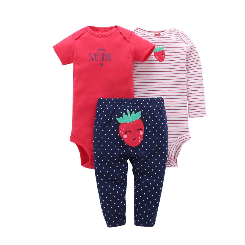 2020 Fall Newborn Infant Baby Boy Girl Clothes Set 3PCS Suit Tops+Bodysuit+Pants Cartoon Unicorn Letter print Baby Baby Clothing