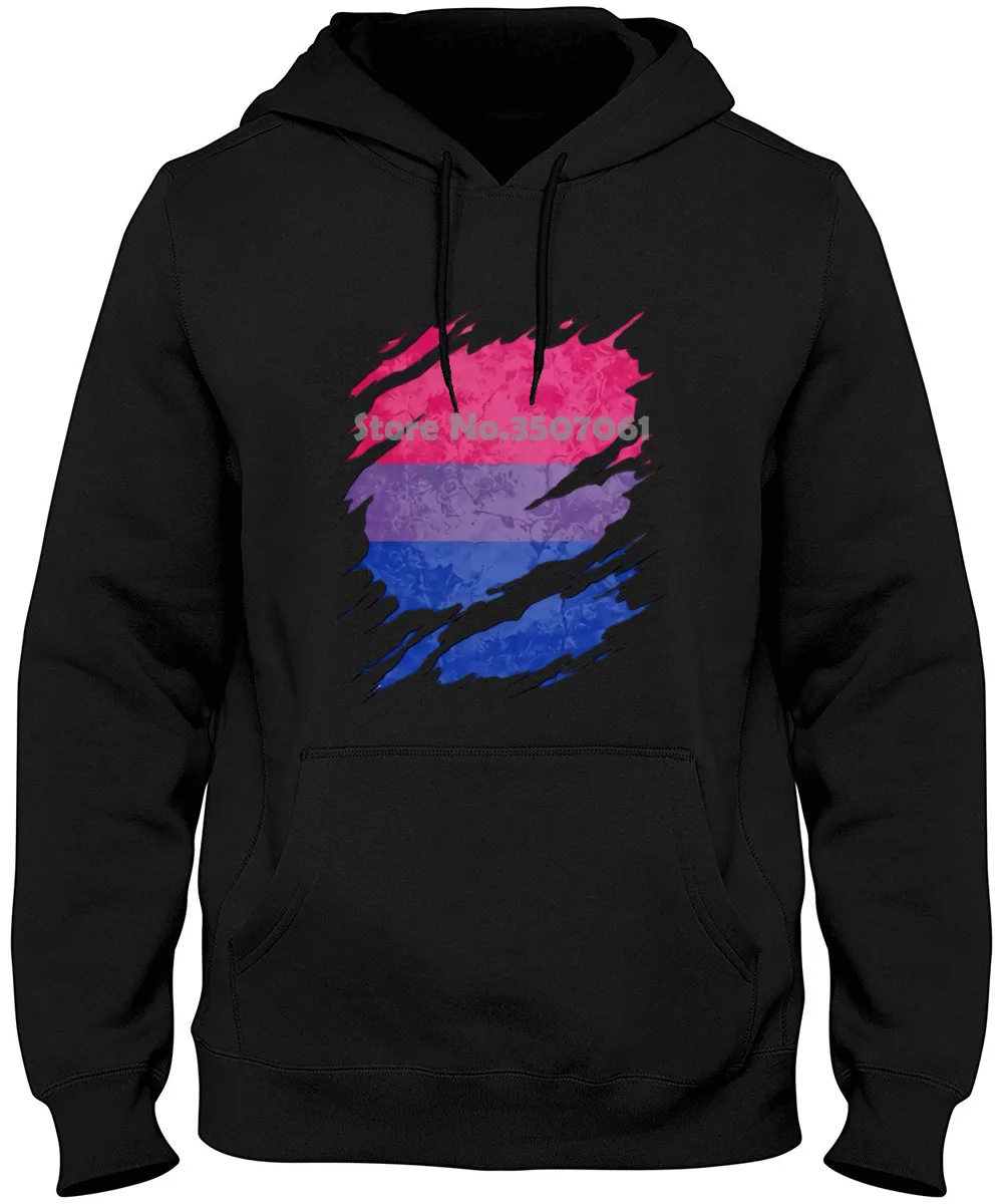 Discount 100 % Cotton For Men's Bisexual Pride Flag Ripped  Hoodies & Sweatshirts