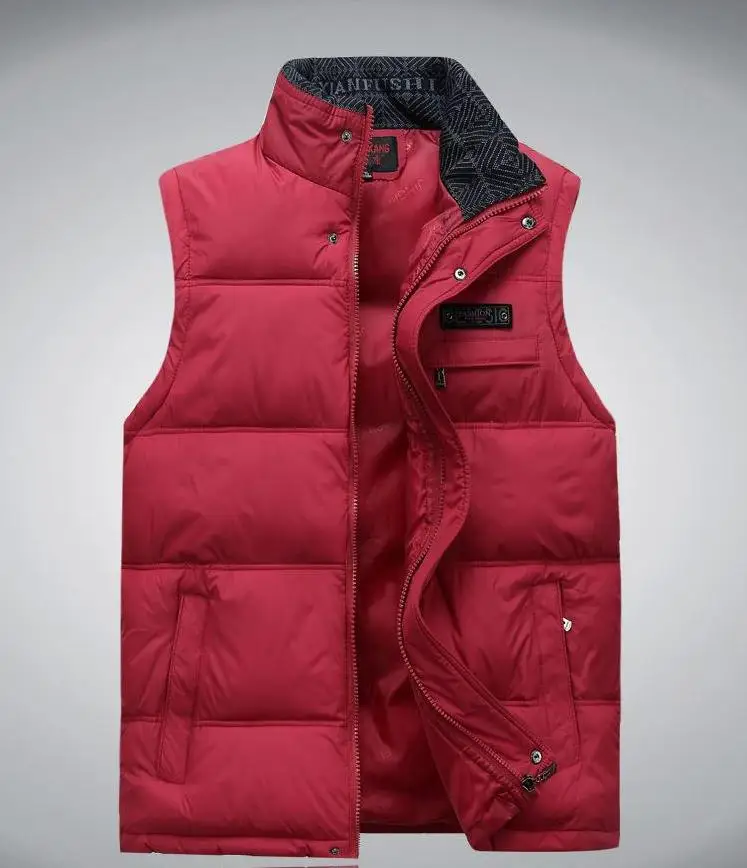 RED VESTS Мужские весенние утепленные пуховые парки с капюшоном размера плюс, мужские зимние съемные теплые пуховые куртки, мужские осенние свободные пуховые жилеты на молнии более размера d - Цвет: RED VESTS