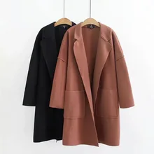 E2 платье большого размера осенняя и зимняя одежда стиль жир мм похудение один сторона Дафлкот пальто 1003