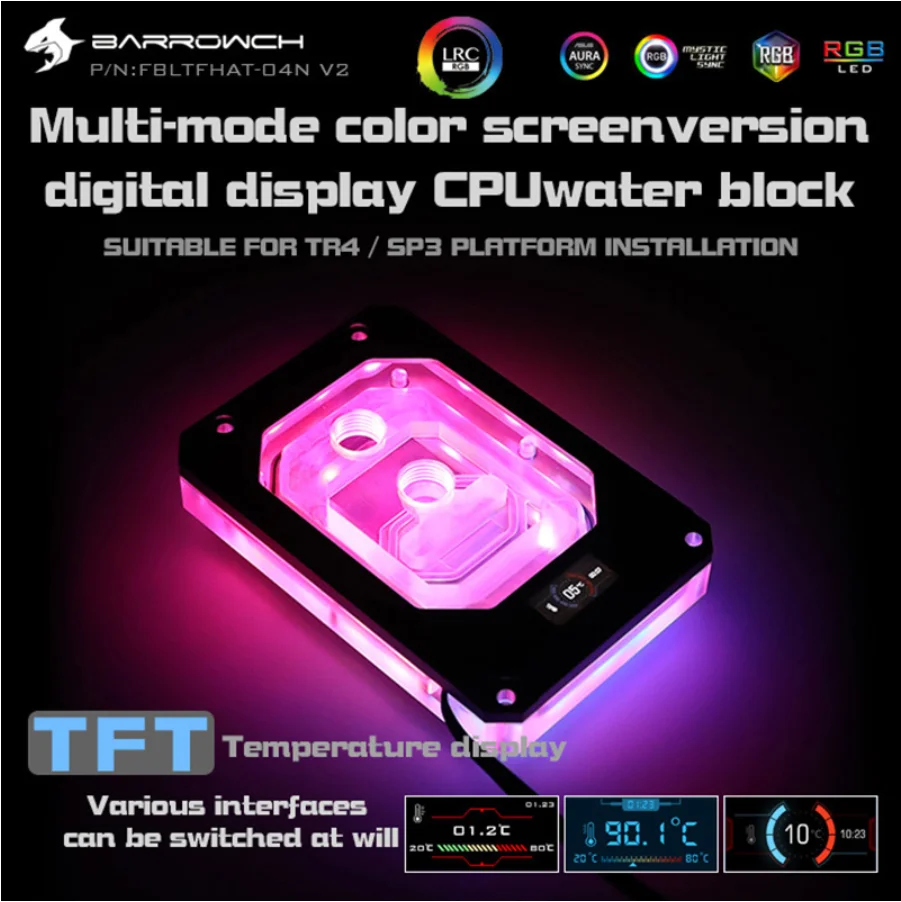 Deals  Barrowch FBLTFHAT-04N-V2 For AMD Ryzen Threadripper X399 Platform Blocks Digital Display Temperatur