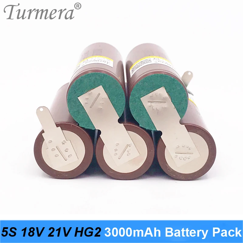 Turmera 18650 батарея 5S 18v Сварка 18650 HG2 30A 3000mah батарея для 18V отвертка батарея и пылесос Подгонянный oct