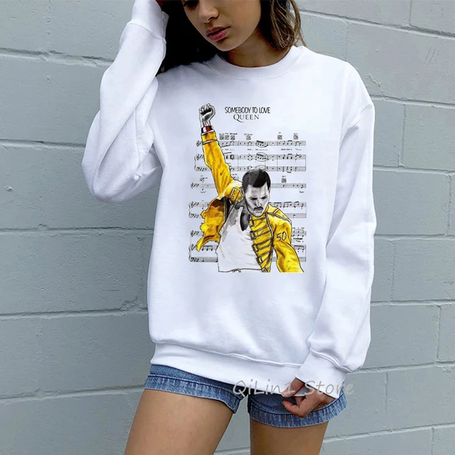 Classic Rock Queen Band Woman Streetwear Freddie Mercury Print Hip Hop Punk Hoodie Women Sweatshirt Pullover - Hoodies & -