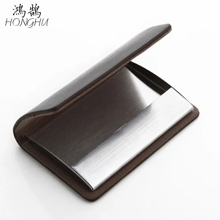 

Creative Cowhide Business Men Business Card Holder Genuine Leather Card Case Free Lettering Logo