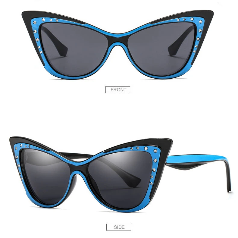 KILIG Стразы кошачий глаз солнцезащитные очки для женщин для брендовая Дизайнерская обувь бабочка Форма Мода Винтаж негабаритных Cateye - Цвет линз: C2