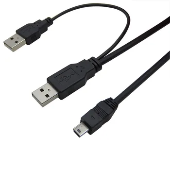 

10pcs/lot Usb 2.0 A to Mini Usb 5Pin Data Cable Y Splitter External Power Cable For Mobile External Hard Drive
