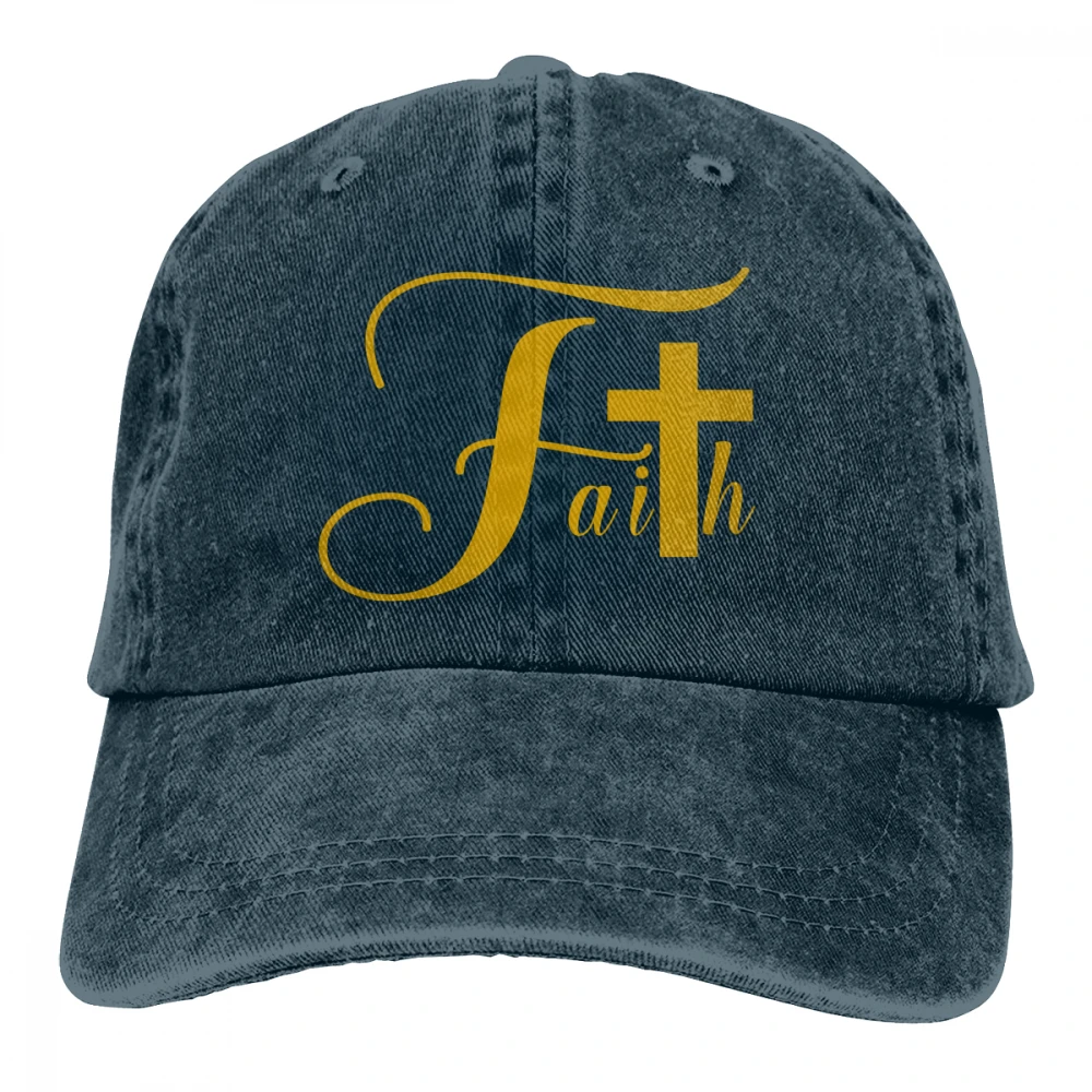 Религиозный крест Casquette черный унисекс Мужские Женские джинсовые бейсболка с ремешком кепки Регулируемый Гольф папа шляпа