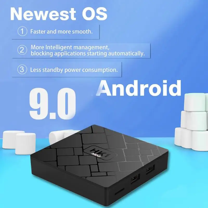HK1 Мини Android 9,0 2G+ 16G RK3229 Четырехъядерный 4K H.265 Wifi телеприставка ЕС