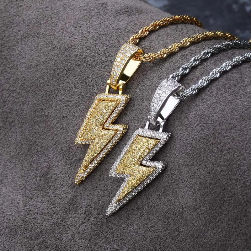 Iced Out ожерелье молния и кулон Новое поступление AAA циркон мужское ожерелье Мода хип хоп ювелирные изделия подарок