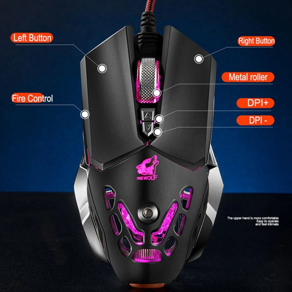 V9 Проводная офисная игровая мышь 2400 dpi светодиодный Проводная Механическая игровая мышь с подсветкой 6 кнопок макросъемки