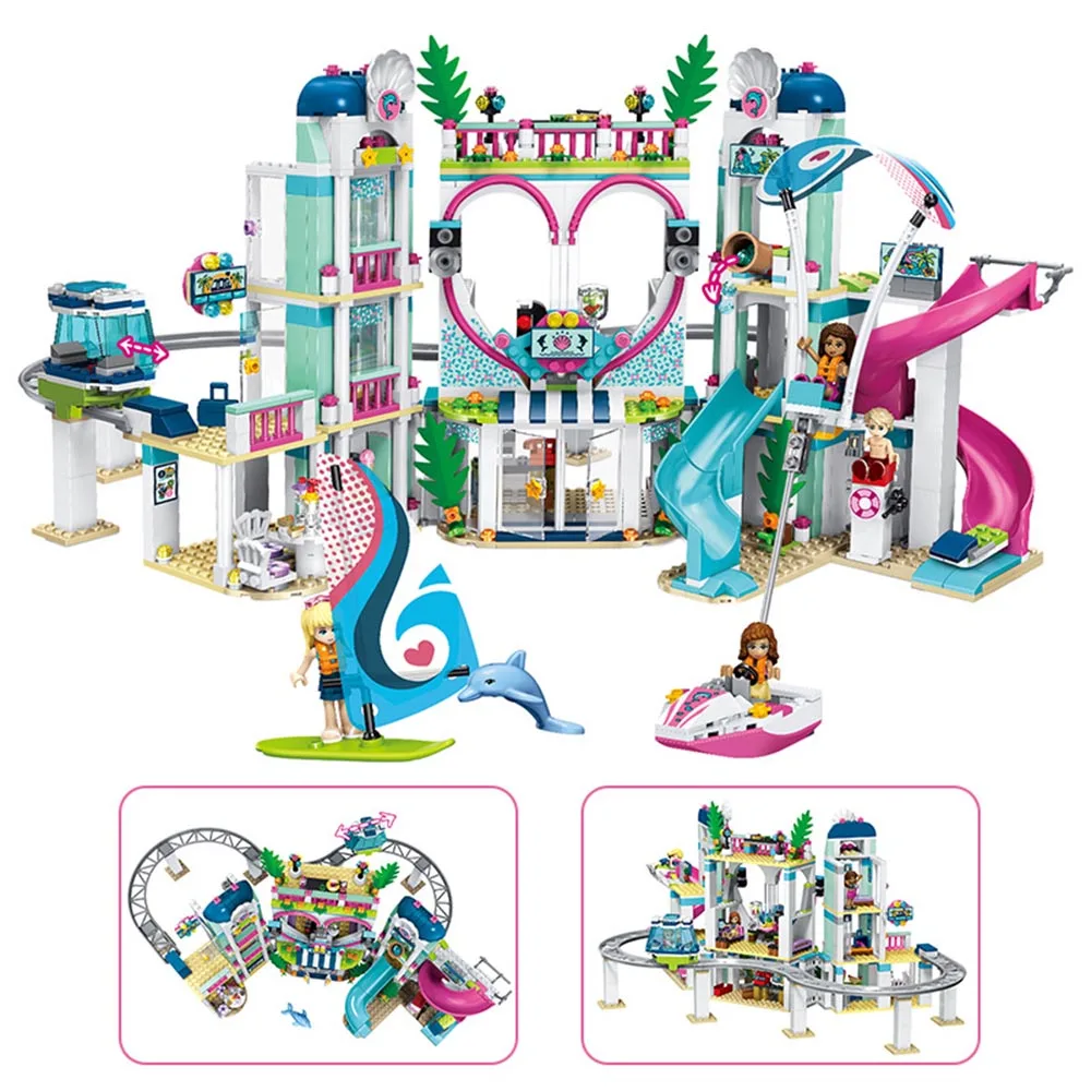 

1039Pcs The Heart Lake City Resort Model Compatible with Legoinglys Friends Building Block Bricks Toys for Children