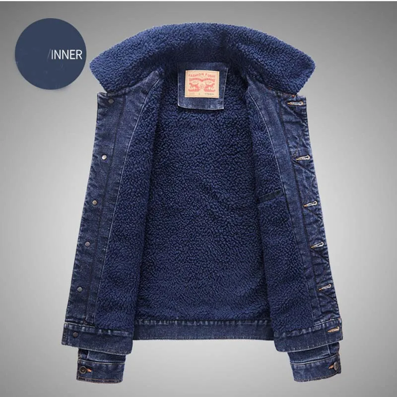 KIOVNO Men Warm Fur Collar Thick Jackets Coats Wool Lined Thermal Jackets Outwear For Male M-4XL Windbreak